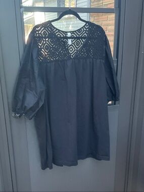torrid Black Crochet Yoke Tunic Top